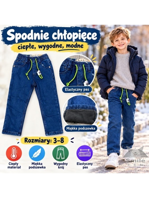 HR9154, (3 - 8) 10 LUB 5 SZT. SPODNIE JEANSOWE OCIEPLANE